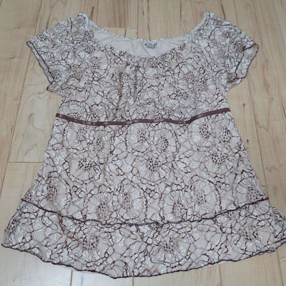 Lace Overlay Peplum Top Tiered Ruffle Coquette Romantic Cottagecore Plus Size 18